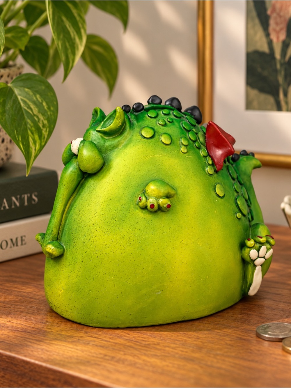 Paolo Chiari Whimsical Green Dragon Coin Bank Figurine Fantasy Decor